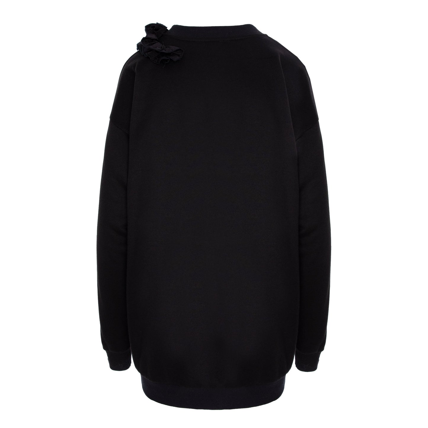 Hanorac negru oversized cu volan aplicat