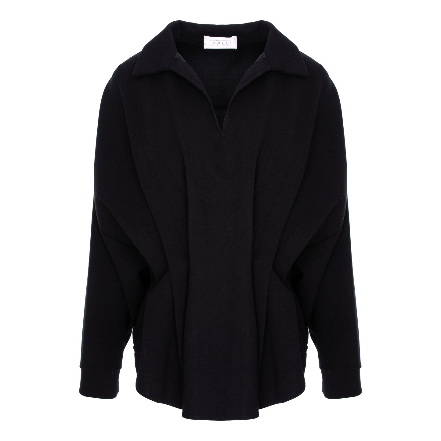 bluza camasa neagra oversize maneca larga pense decolteu v