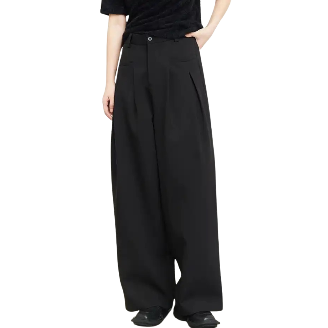 pantaloni negri pense talie inalta