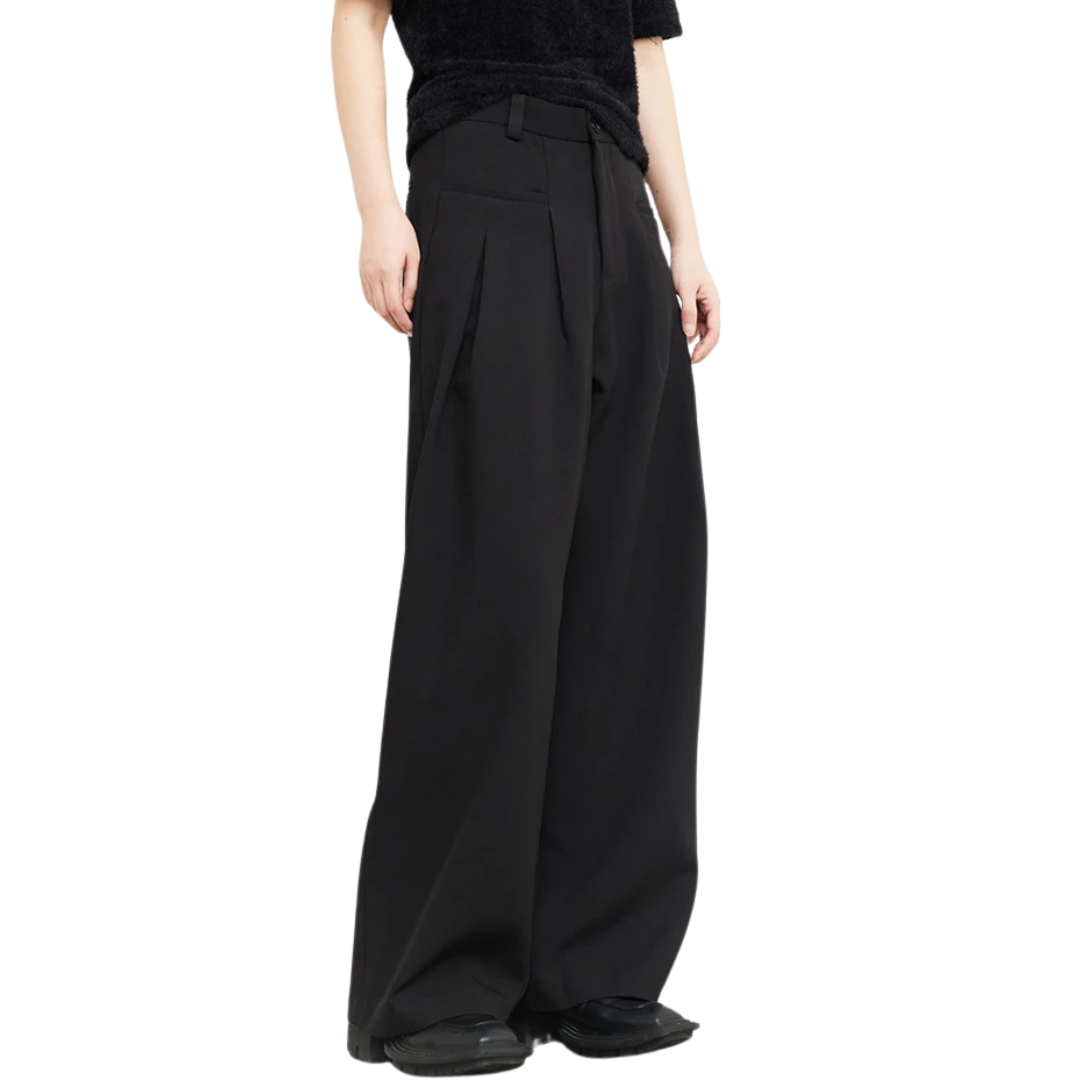 pantaloni negri pense talie inalta