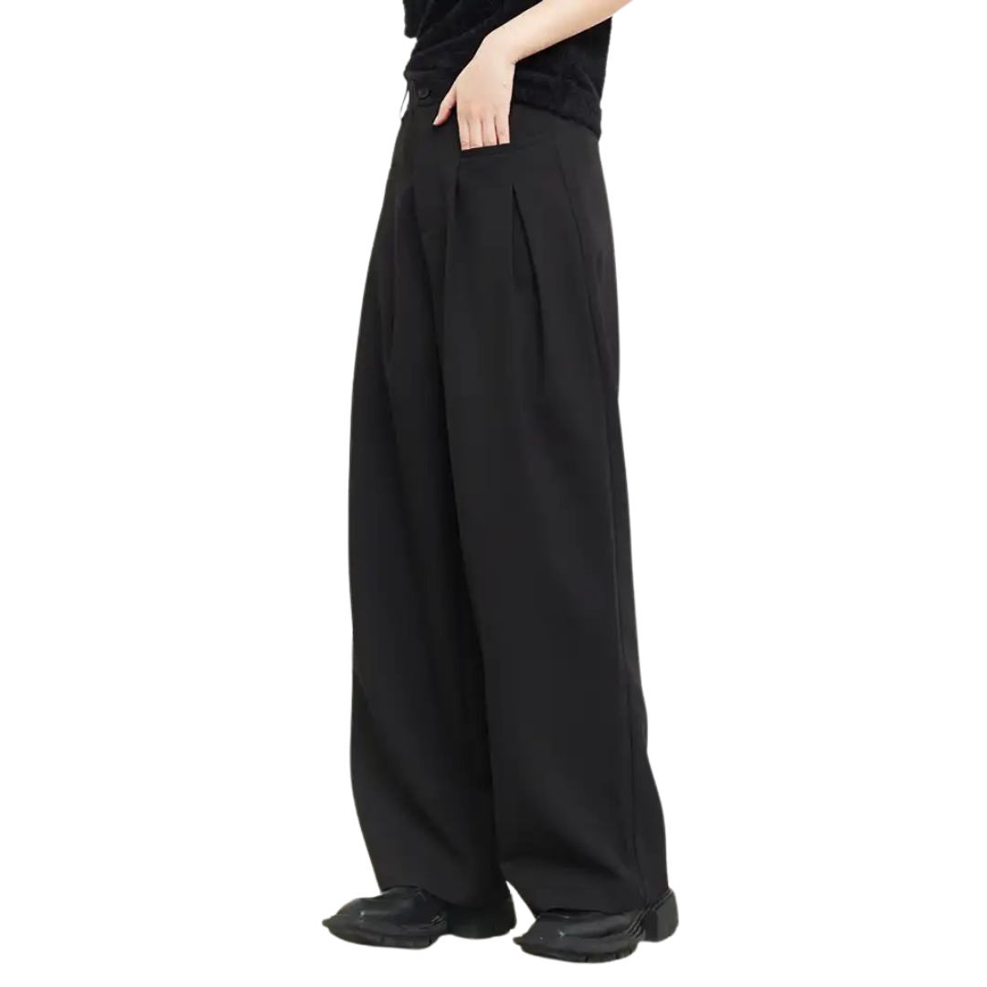 pantaloni negri pense talie inalta