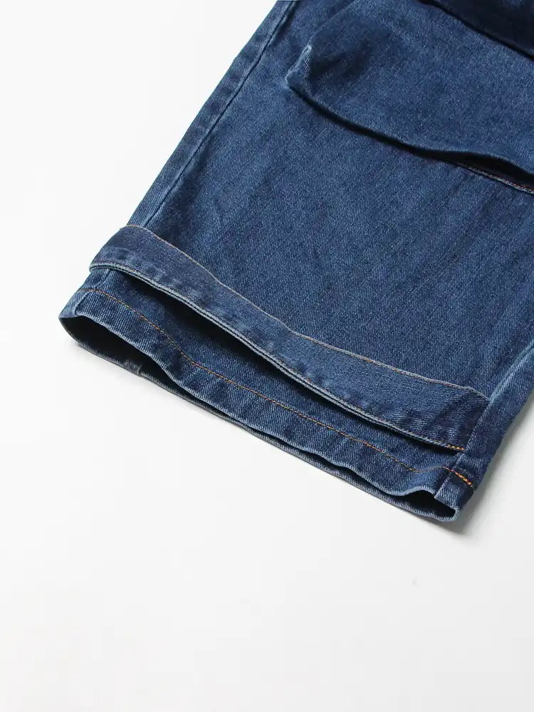 pantaloni cargo denim albastru