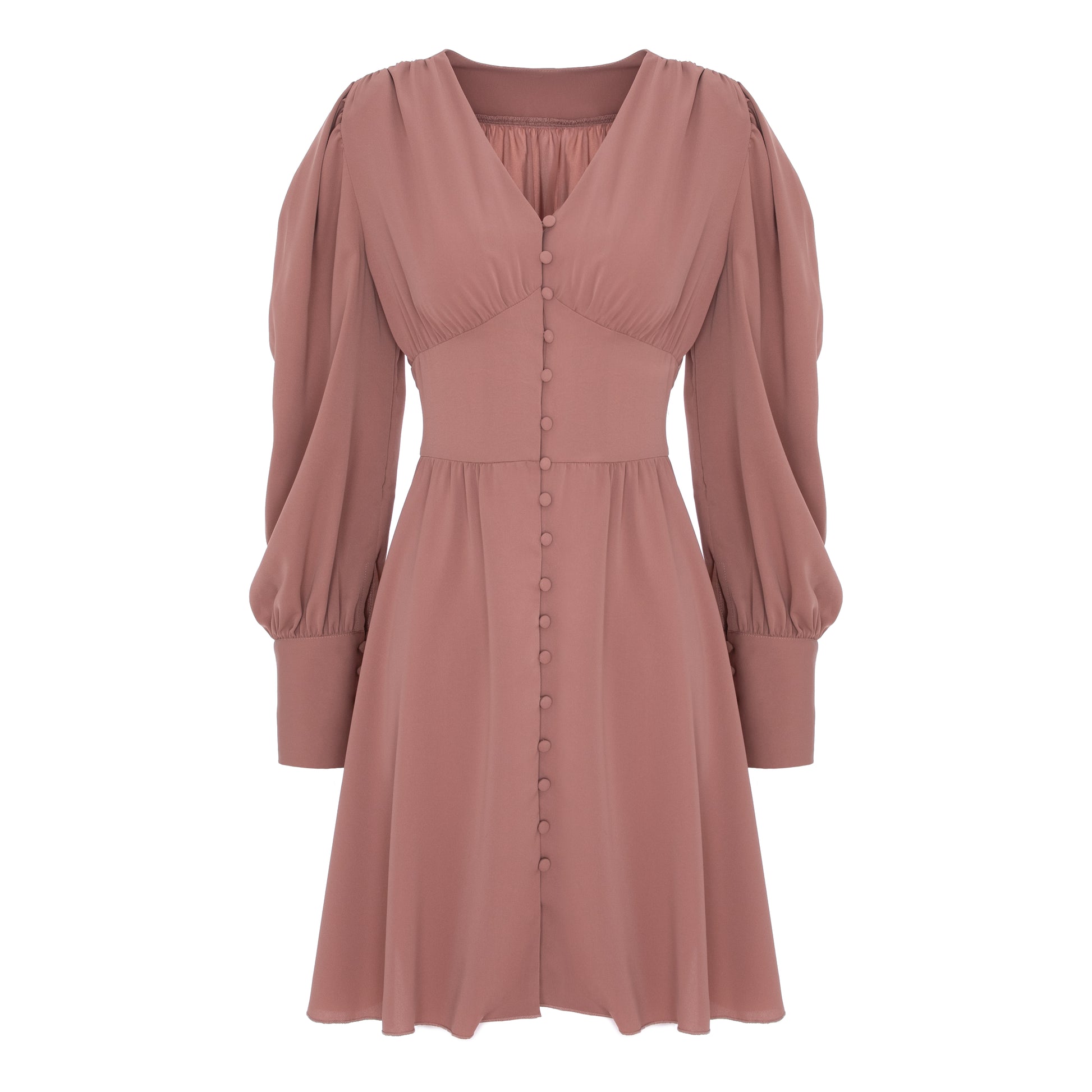 rochie mini nude maneca lunga