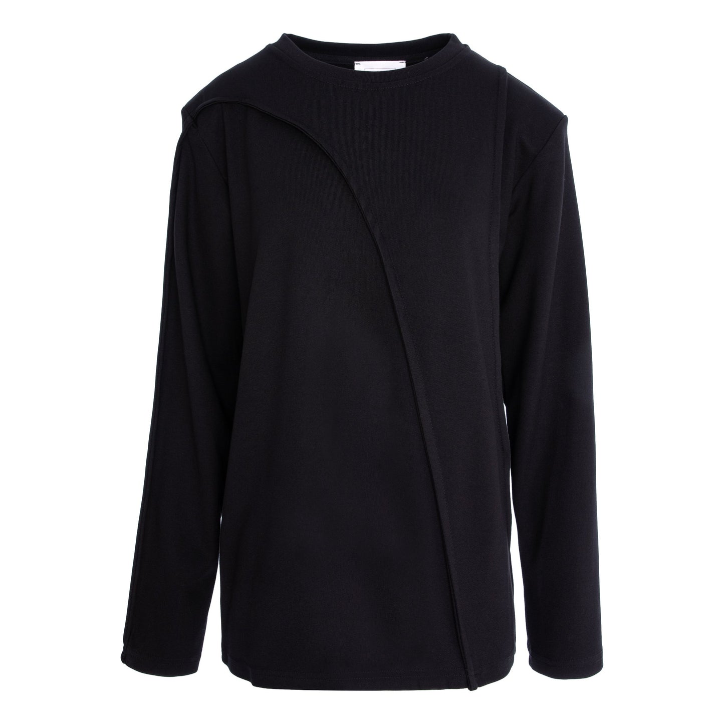bluza neagra cu maneca lunga si umeri structurati