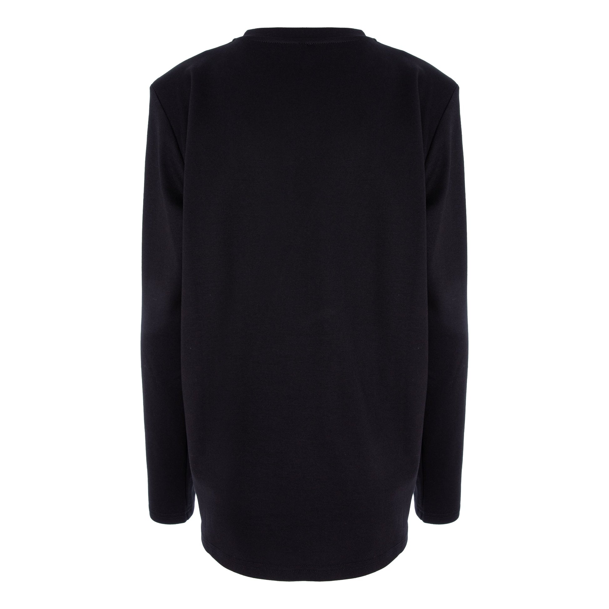 bluza neagra cu maneca lunga si umeri structurati