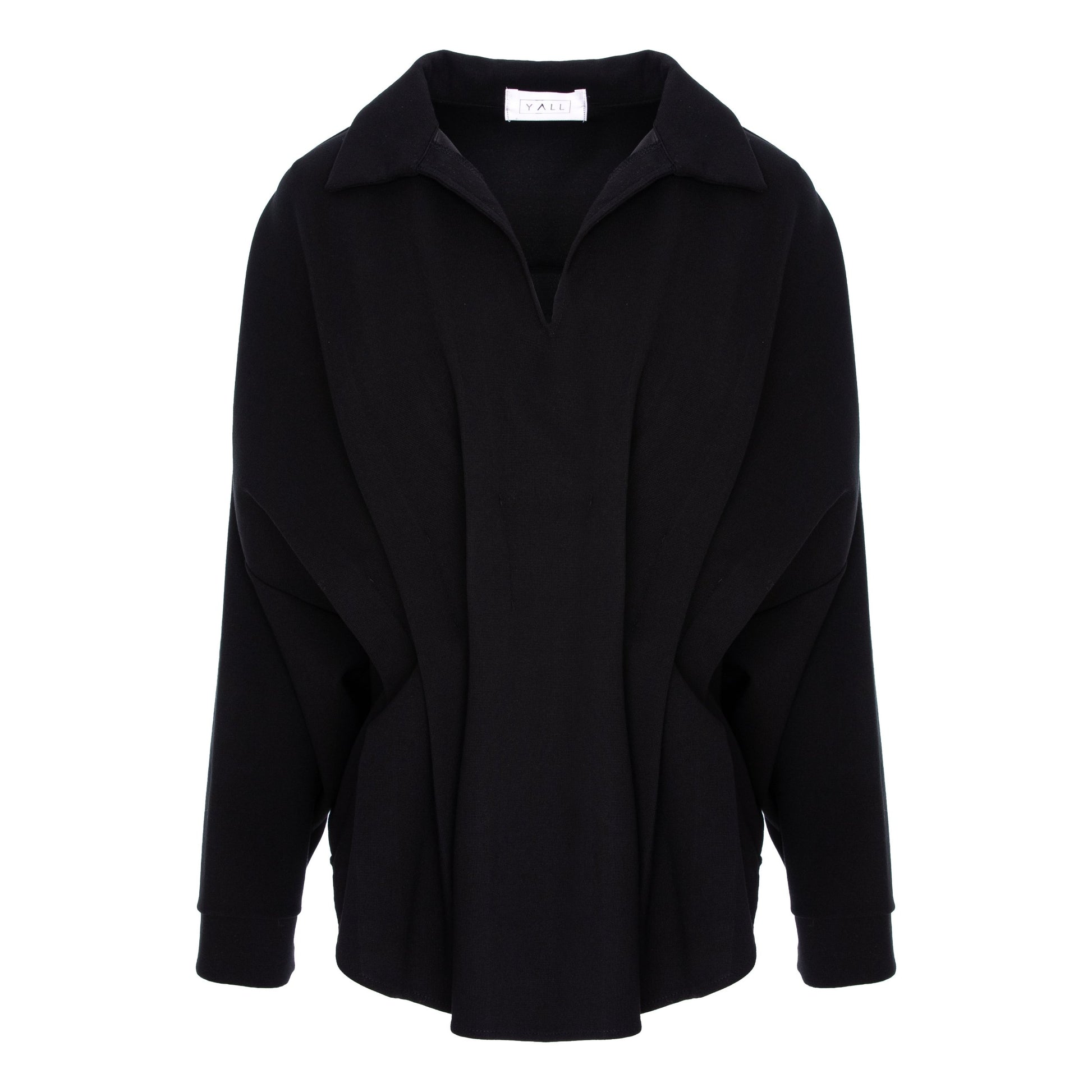 bluza camasa neagra oversize maneca larga pense decolteu v
