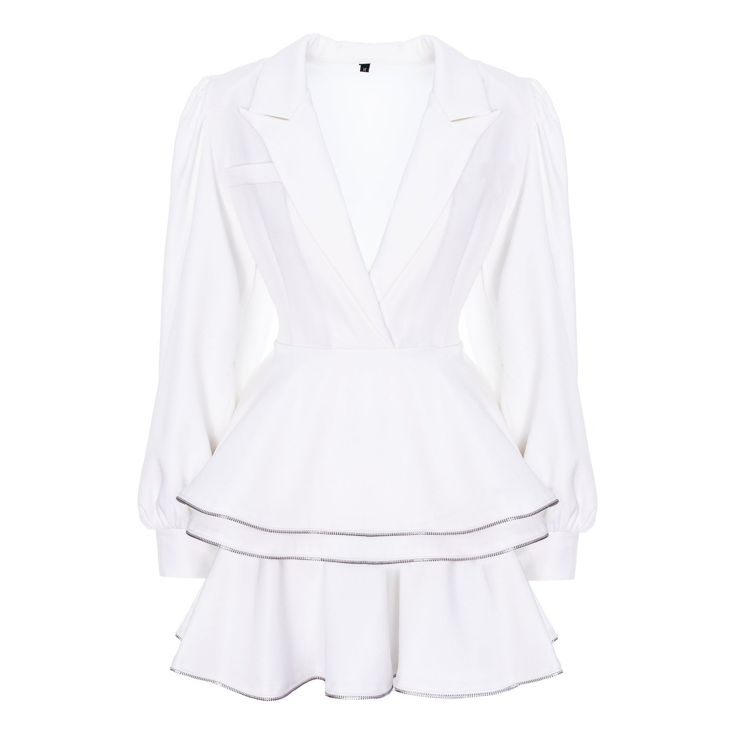 costum sacou fusta alba volane