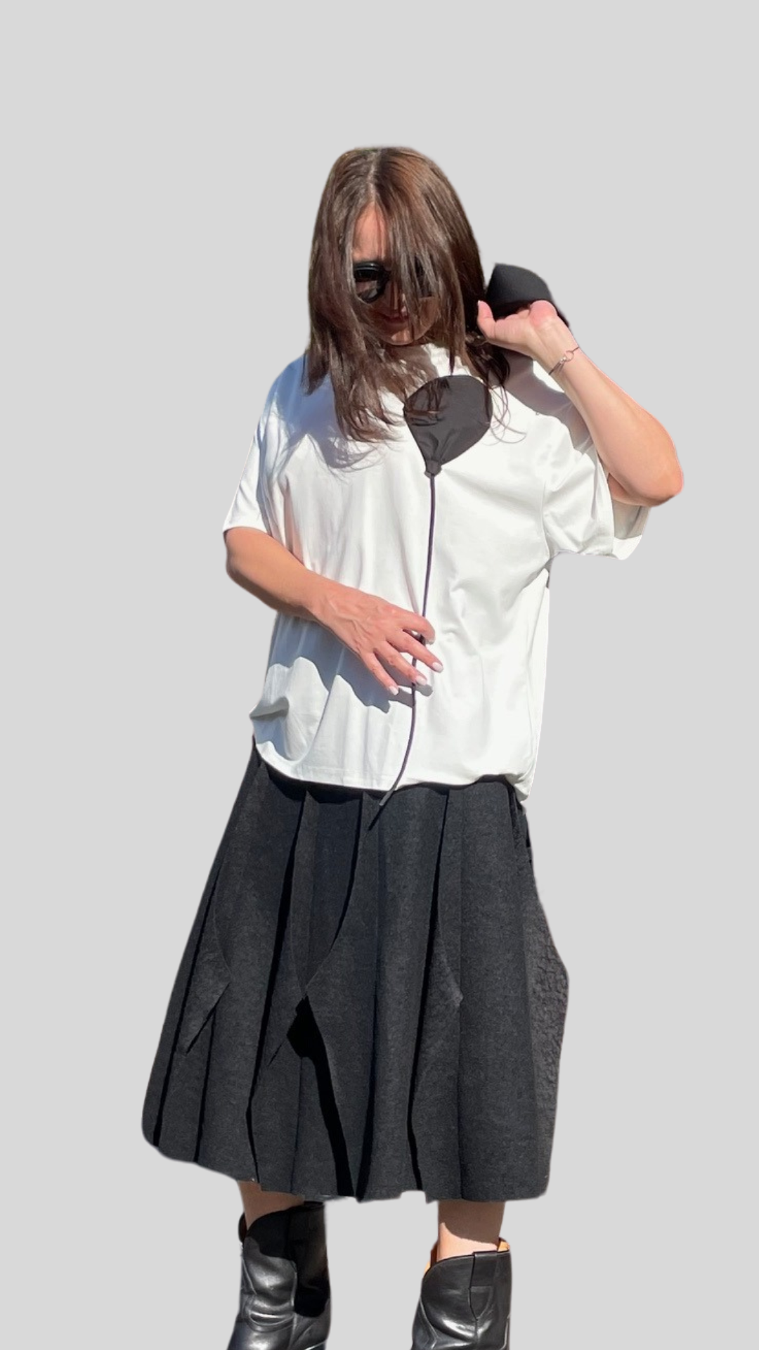tricou alb oversize balon