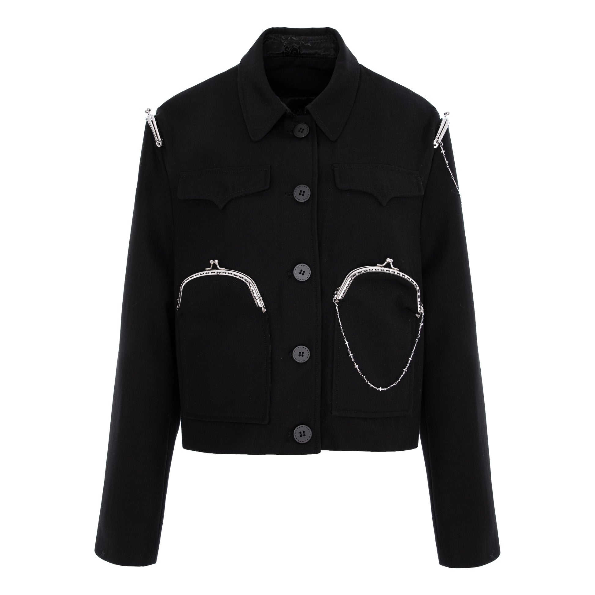 sacou negru scurt posete retro