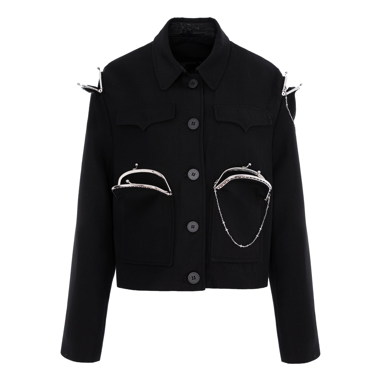 sacou negru scurt posete retro