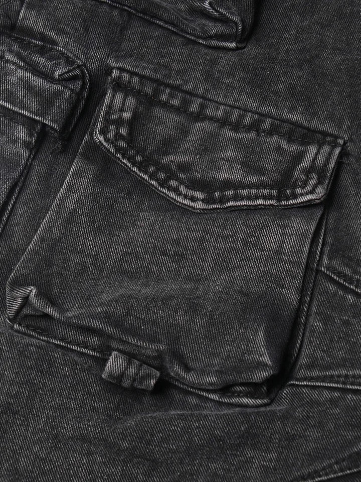 pantaloni cargo denim gri