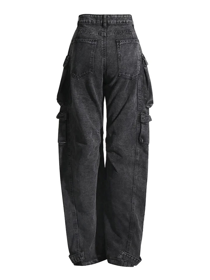 pantaloni cargo denim gri